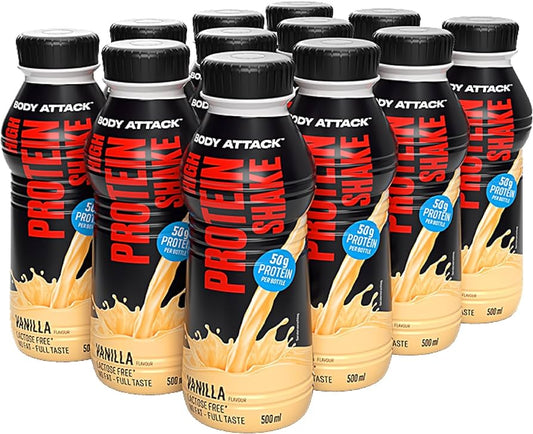 Body Attack High Protein Shake (12 x 500ml) Vanilla