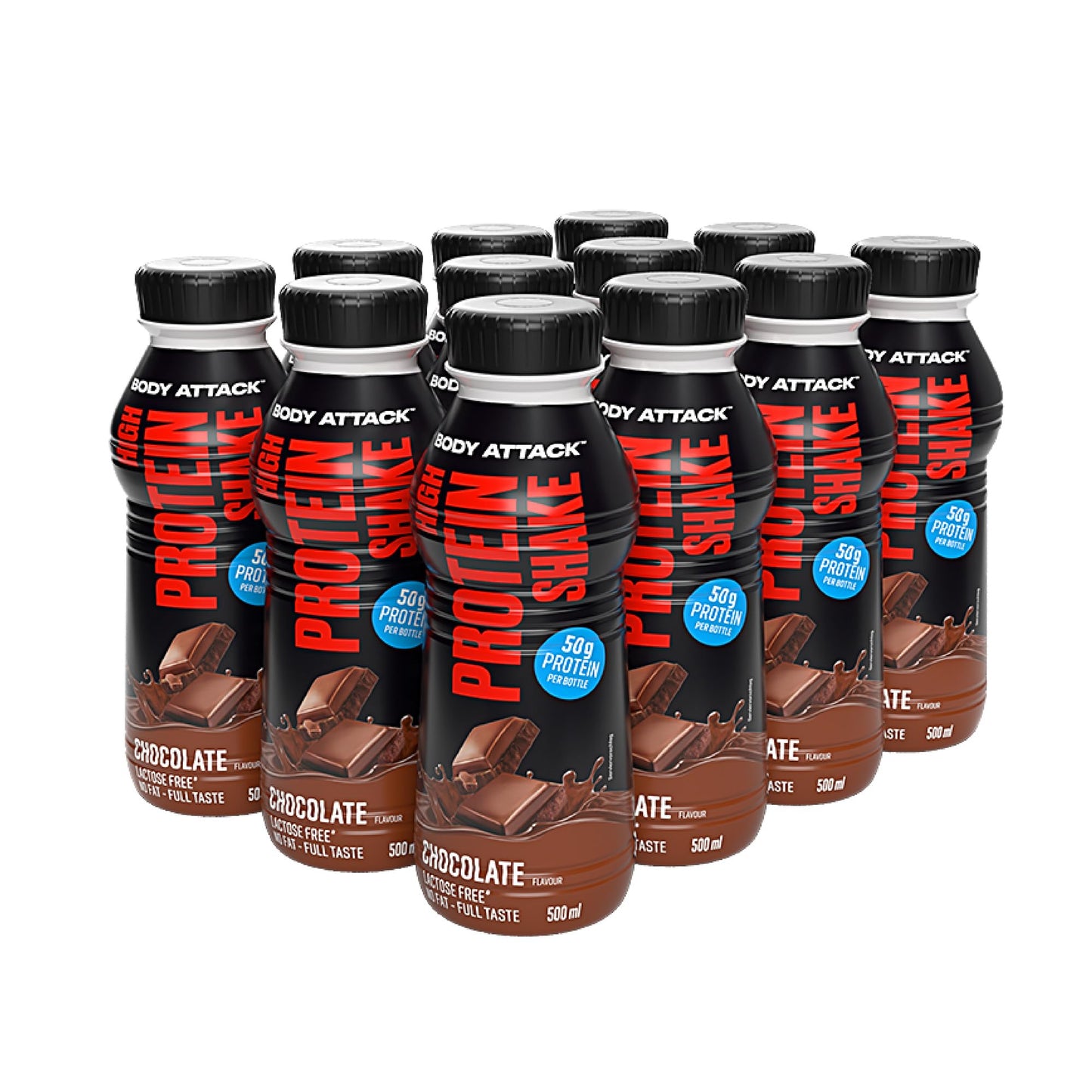Body Attack High Protein Shake (12 x 500ml) Chocolate