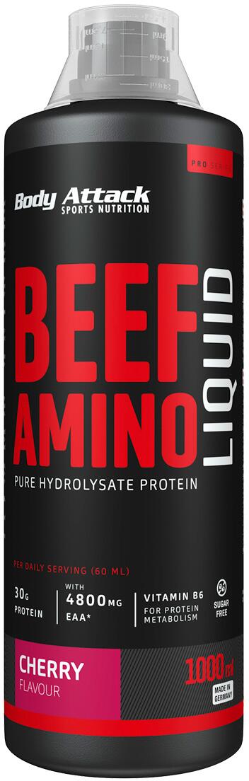 Body Attack Beef Amino Liquid, 1000 ml Flasche, Cherry