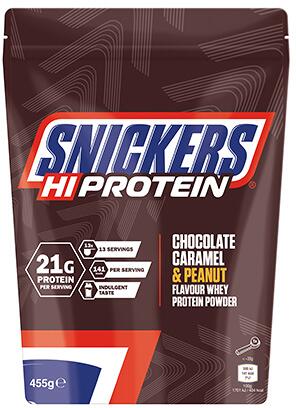 Snickers Hi-Protein Whey Protein Powder, 455 g Beutel, Chocolate Caramel & Peanut