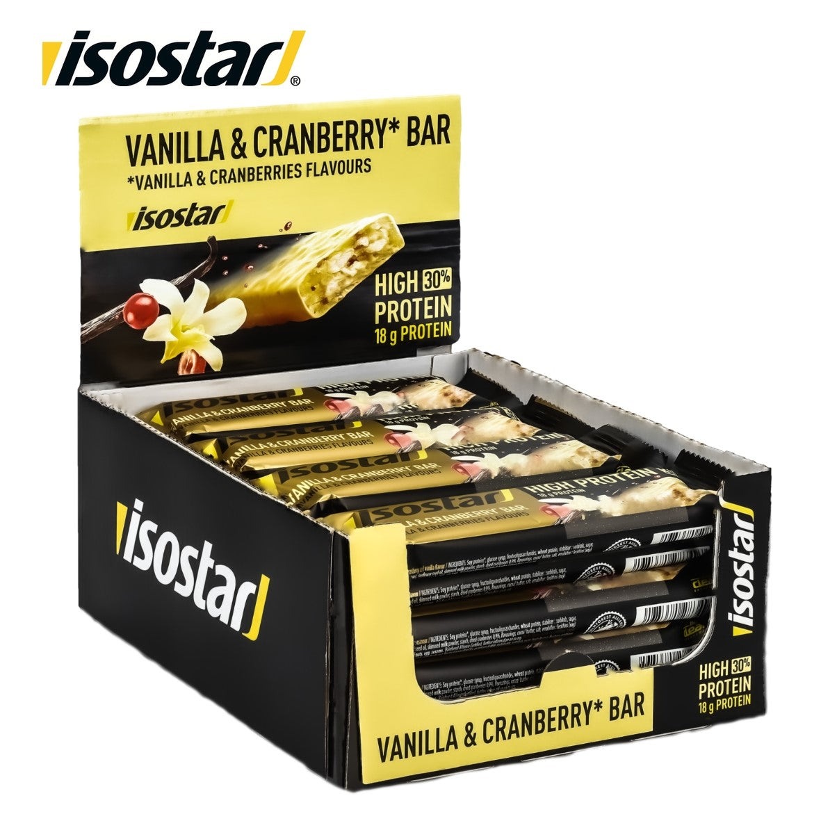 Isostar 30% High Protein Bar (16 x 55g) Vanilla & Cranberry