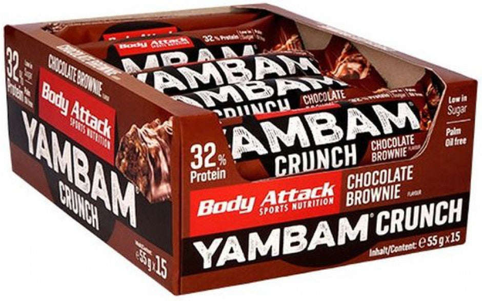 Body Attack YamBam Crunch Bar (15 x 55G) Chocolate Brownie