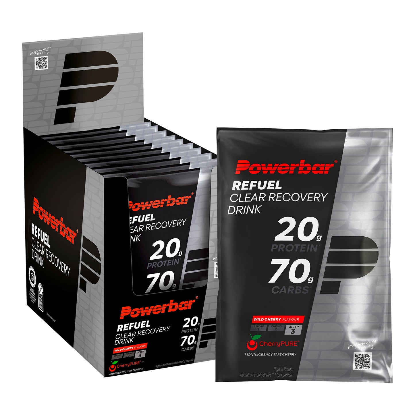 PowerBar Refuel Clear Recovery Drink (10 x 97G Beutel)  Wild Cherry