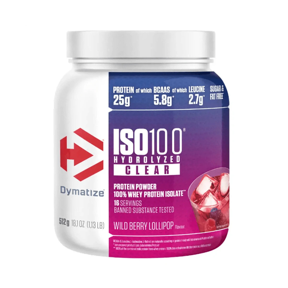 Dymatize Iso 100 Hydrolized Clear (512G Dose)  Wildberry Lollipop