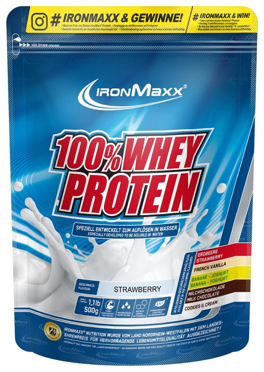 IronMaxx 100% Whey Protein (500g Beutel) Erdbeer
