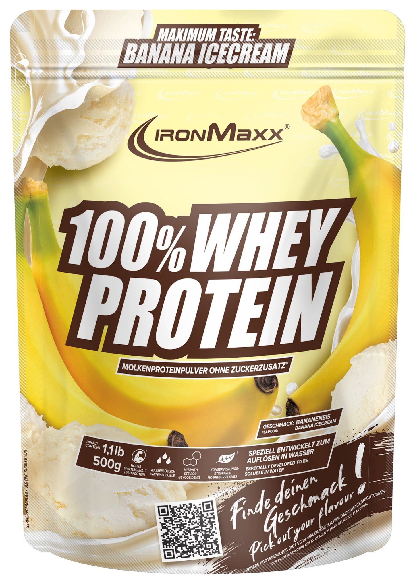 IronMaxx 100% Whey Protein (500g Beutel) Banane-Joghurt