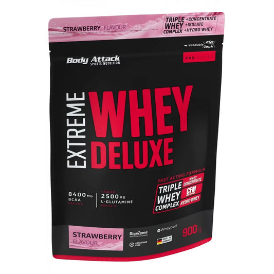 Body Attack Extreme Whey Deluxe (900g Beutel) Erdbeer