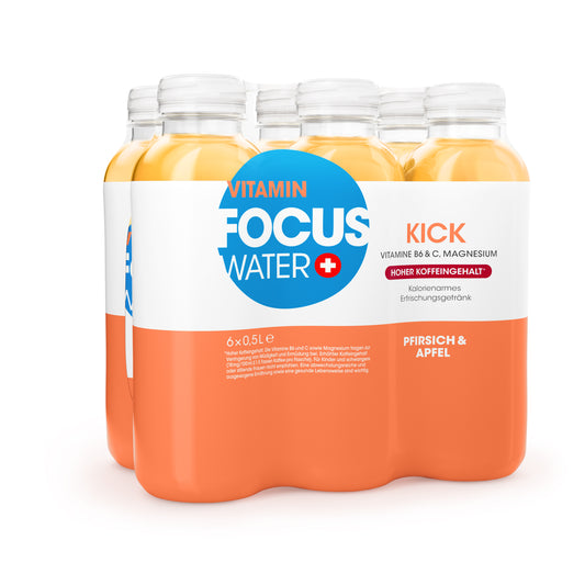 FOCUS WATER KICK (6 x 500ml)  peche & pomme