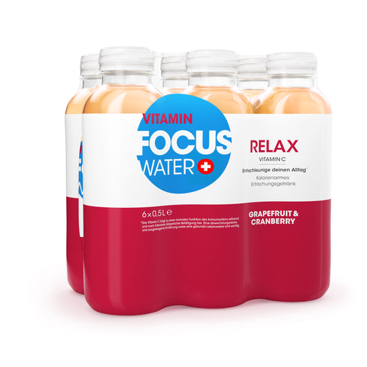 FOCUS WATER RELAX (12 x 500ml)  Grapefruit & Cranberry