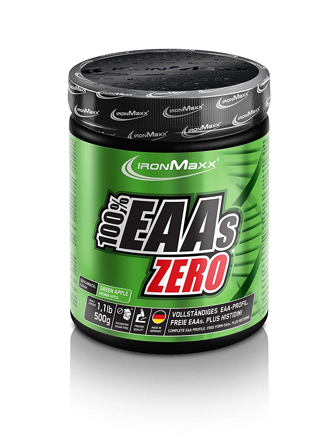 IronMaxx 100% EAAs Zero (500g Dose) Green Apple