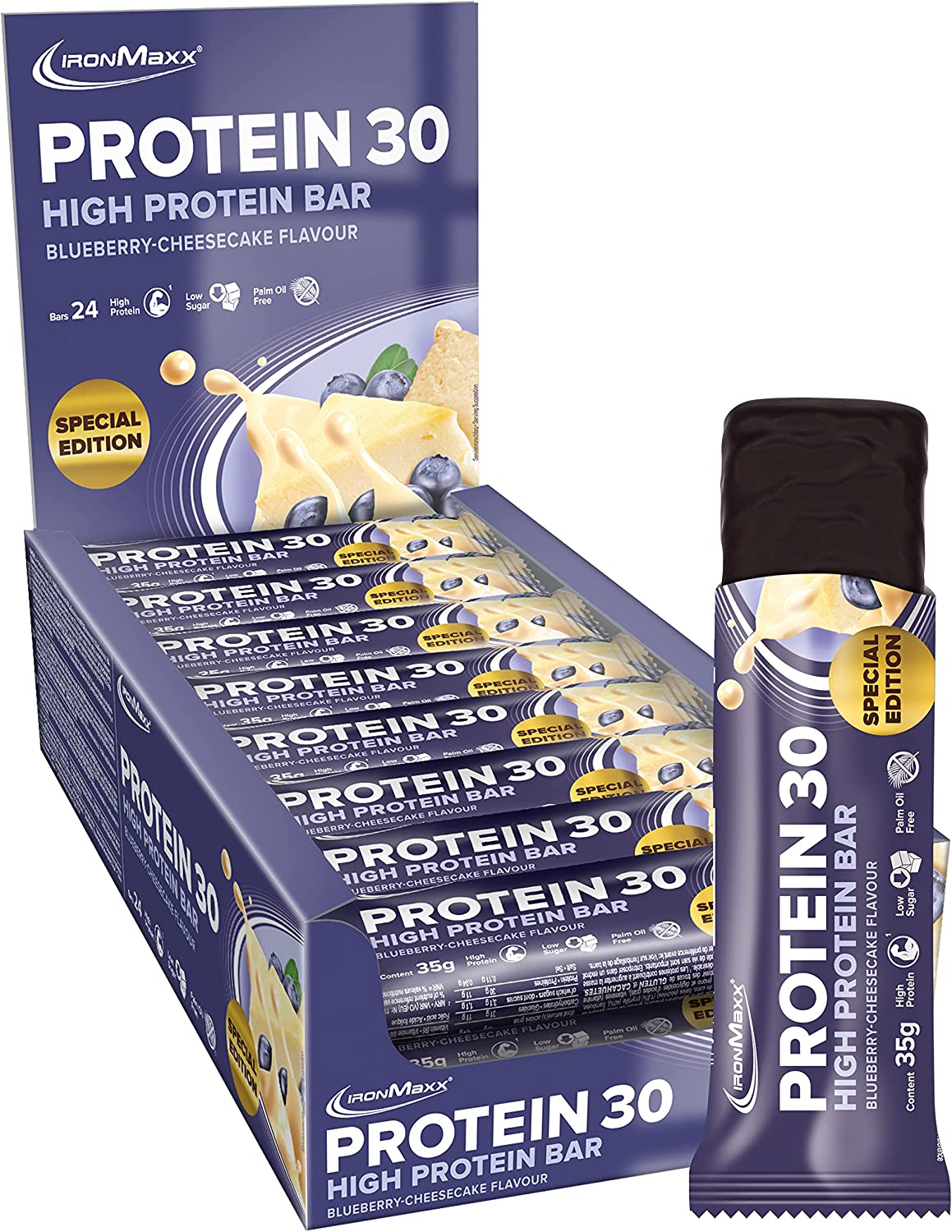 IronMaxx Protein 30 Bar (24 x 30G) Blueberry Cheesecake