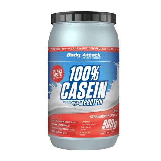 Body Attack 100 % Casein Protein (900g Dose) Erdbeer