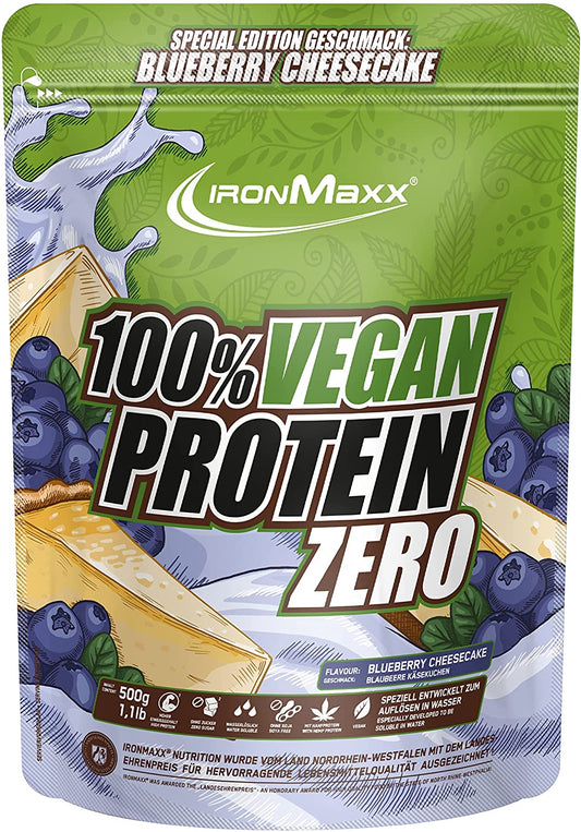 IronMaxx 100% Vegan Protein Zero (500g Beutel) Blueberry Cheesecake