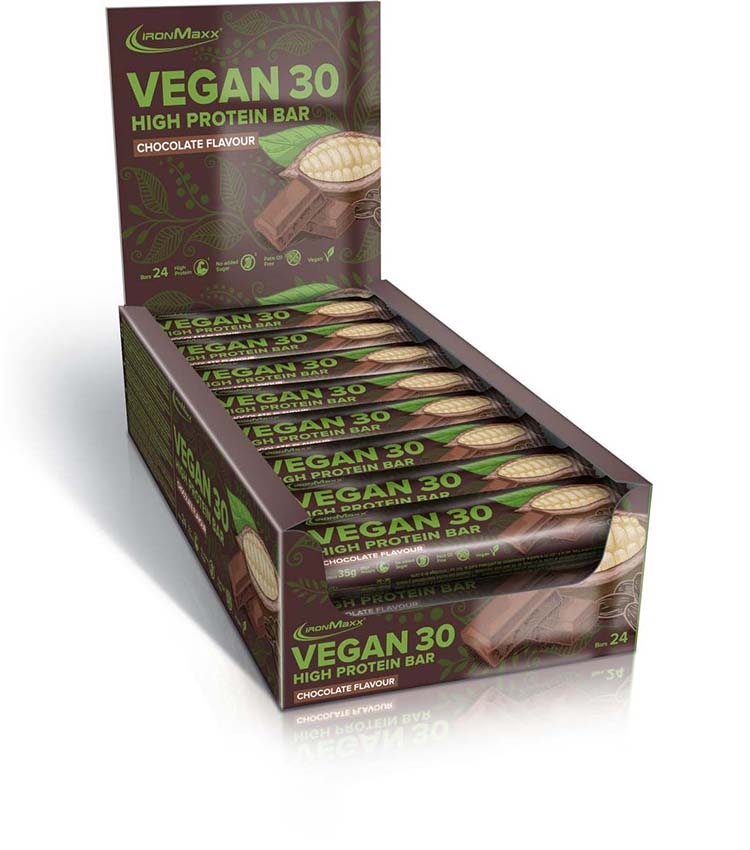 IronMaxx Vegan 30 High Protein Bar (24 x 35g) Chocolate
