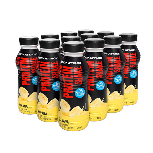 Body Attack High Protein Shake (12 x 500ml) Banana