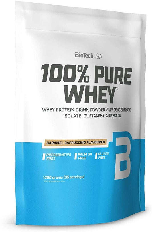 BioTech USA 100% Pure Whey, 1000 g Beutel, Karamell-Cappuccino
