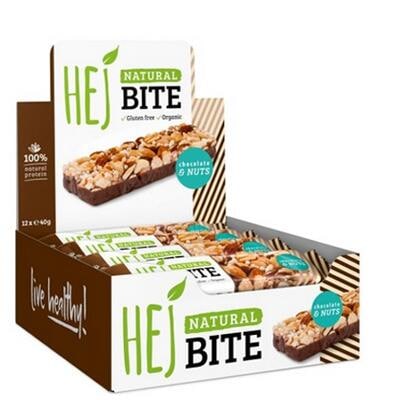 Hej Bite Organic Riegel. 12 x 40 g Kohlenhydratriegel