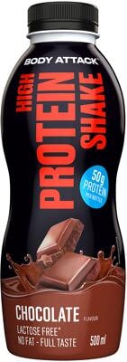Body Attack High Protein Shake. 12 x 500 ml Flasche