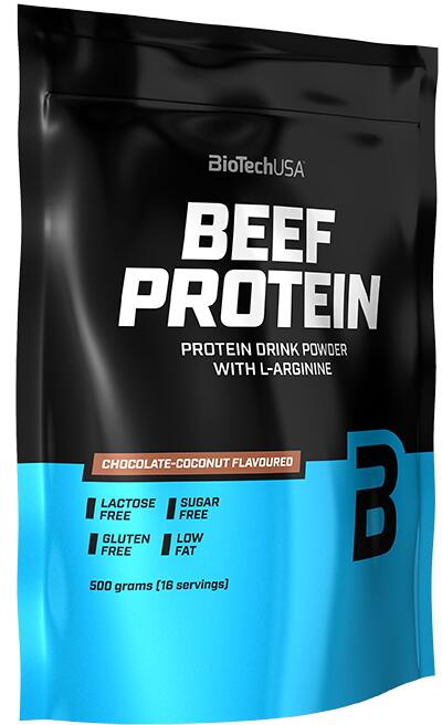 BioTech USA Beef Protein, 500 g Beutel, Erdbeere