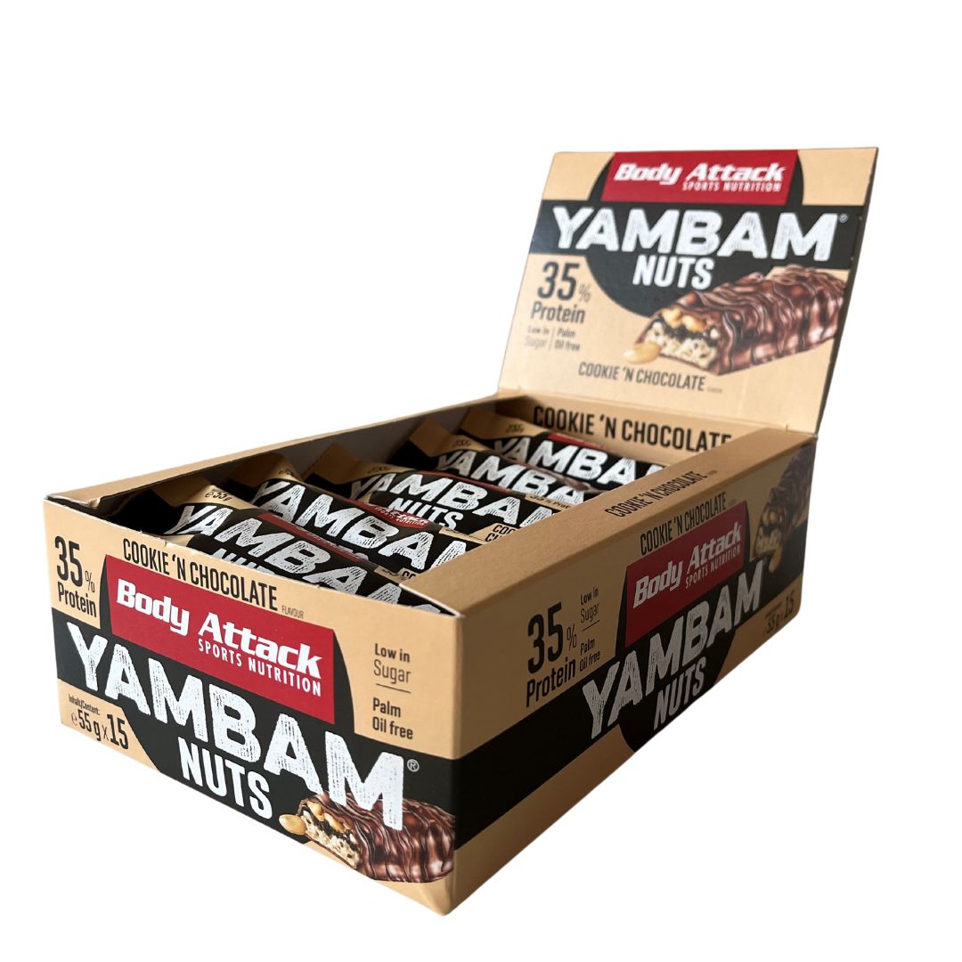 Body Attack YamBam Nuts Bar (15 x 55G)  Cookie & Chocolate
