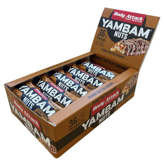 Body Attack YamBam Nuts Bar (15 x 55G) Peanut Butter Caramel