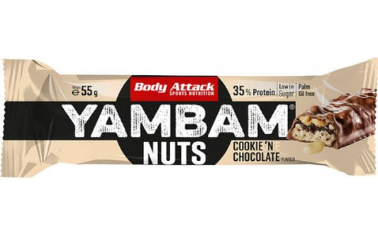 Body Attack YamBam Nuts Bar (55G) Cookie & Chocolate