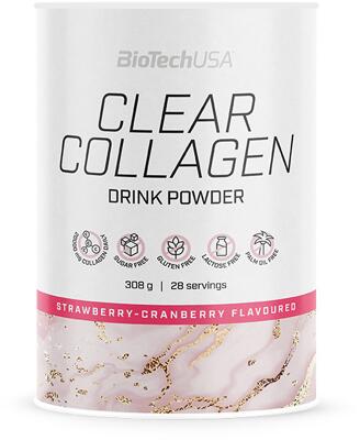 BioTech USA Clear Collagen Drink Powder. 308 g Dose. Strawberry-Cranberry