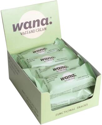 Wana WaffandCream Proteinriegel. 12 x 43 g Riegel. White Chocolate & Pistachio Cream