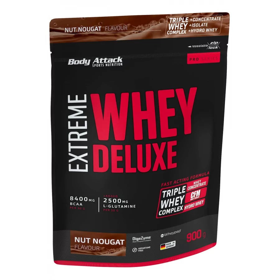 Body Attack Extreme Whey Deluxe (900g Beutel)  Nut Nougat Cream