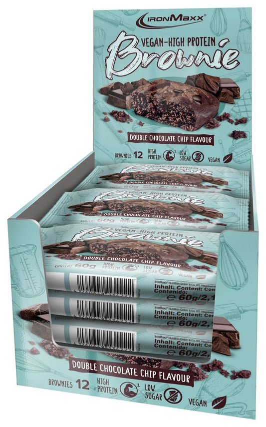 IronMaxx Vegan High Protein Brownie (12 x 60G) Double Chocolate Chip