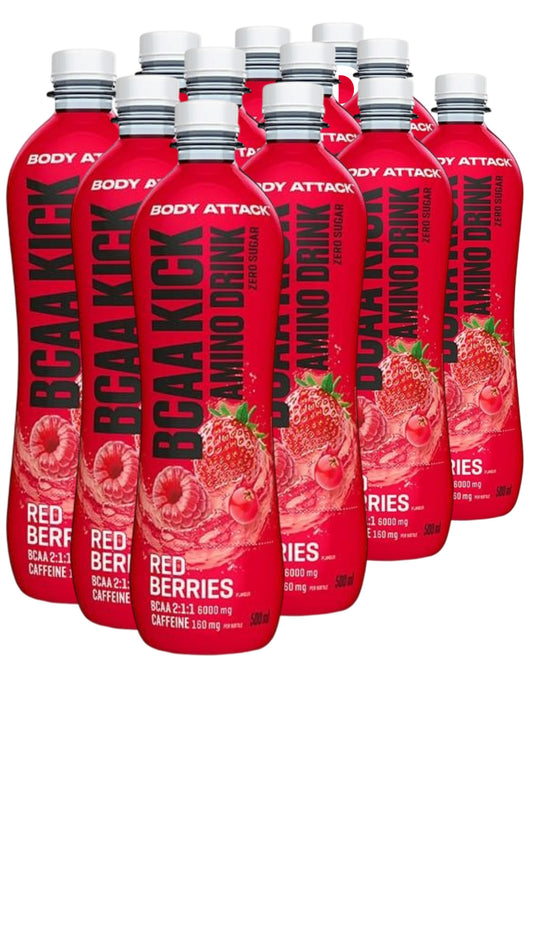 Body Attack BCAA Kick Amino Drink (12 x 500ml) Red Berries