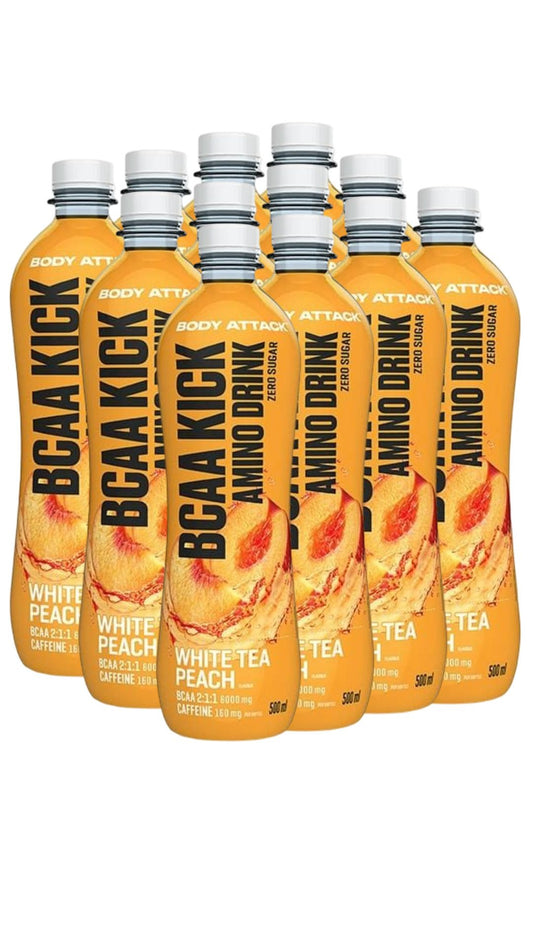 Body Attack BCAA Kick Amino Drink (12 x 500ml) White Tea Peach