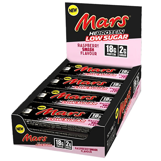 Mars Hi Protein Low Sugar Bar (12 x 57g) Milk Chocolate Raspberry Smash