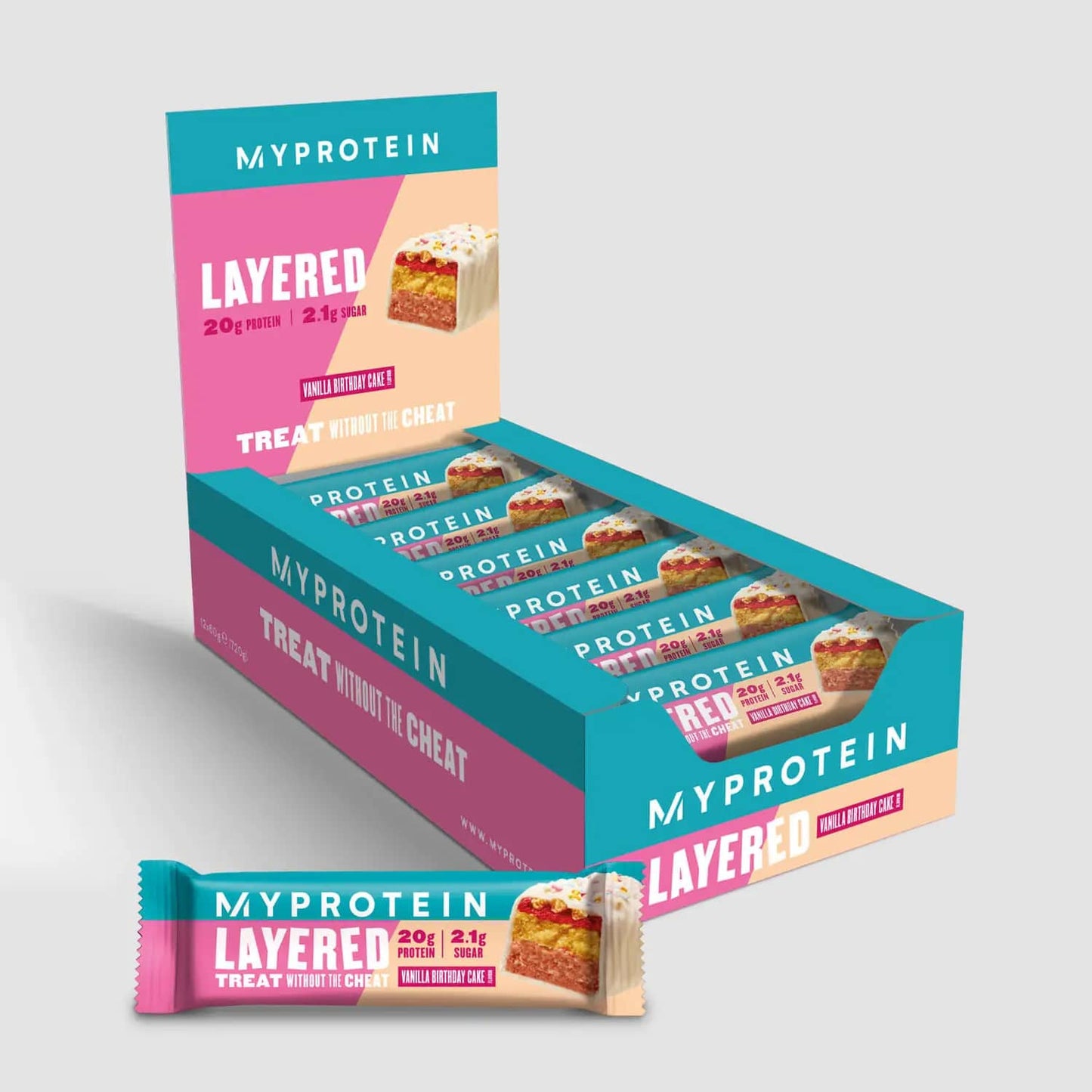 MyProtein Retail Layered Bar (12 x 60G)  Vanilla Birthday Cake