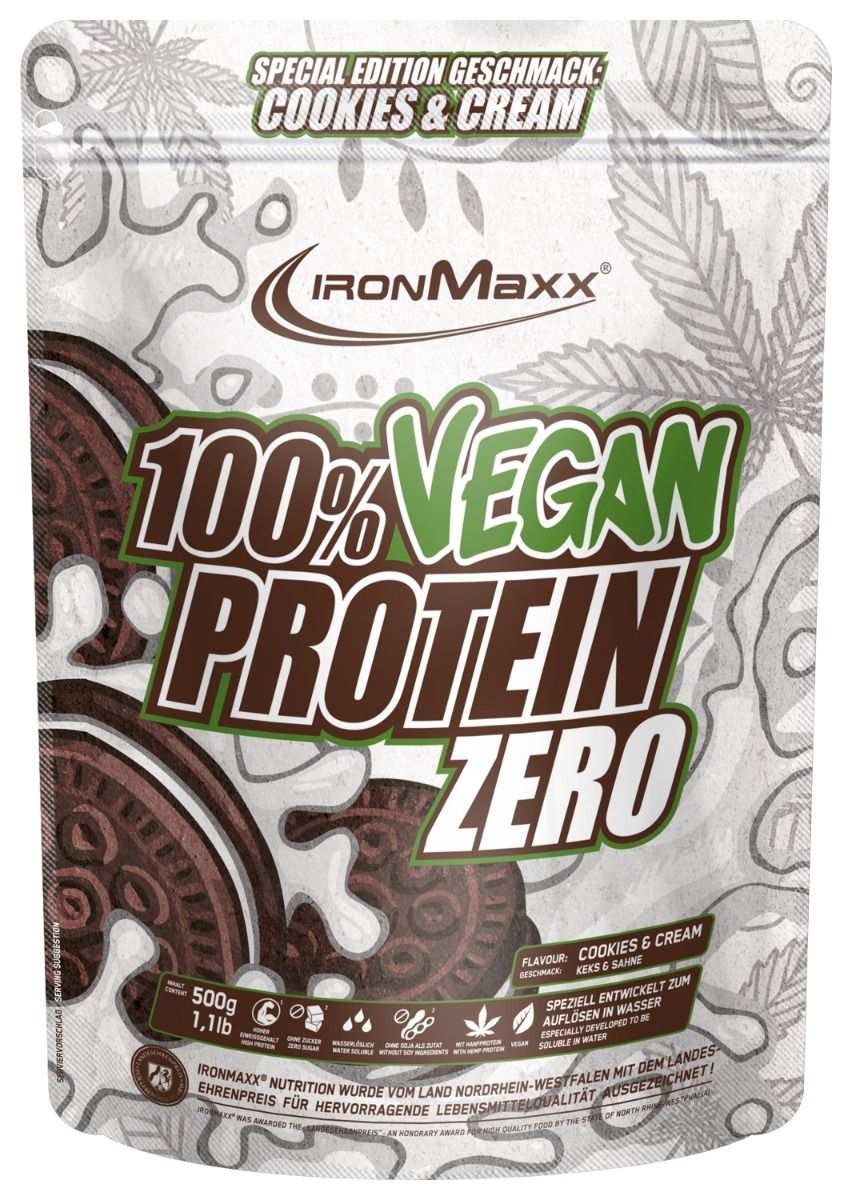 IronMaxx 100% Vegan Protein Zero (500g Beutel) Cookies and Cream
