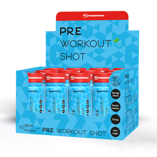 PowerFood Pre-Workout Shot (12 x 60ml) Blue Raspberry